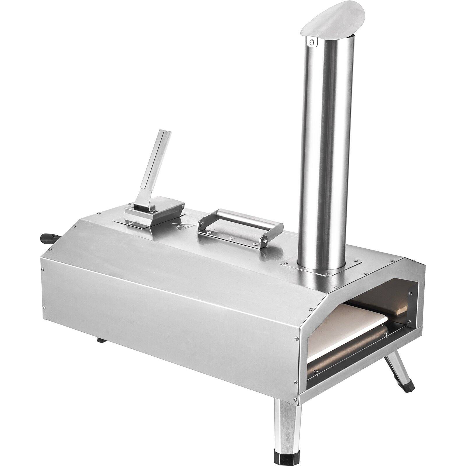 Alt View 9. Glintex - 12in Pizza Oven Outdoor Wood Pellet Maker, Portable Stainless Steel BBQ for Camping and Backyard. - Silver.