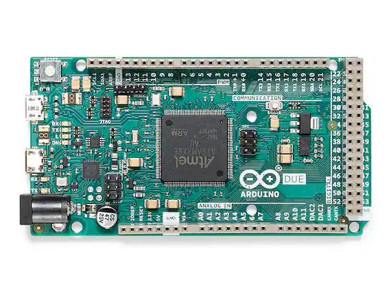 SPSPT S1 1902 RX TX L ONE RX D TX ! ! 1 ! 7 22 SCLI SOAJ AREF GND 13 12 11 10 1 1 1 2 21 PWM 24 TX3 RX3 EXT RX2 TXA RX SDA SCL 26 DEBUC COMMUNICATION 28 30 32 2TAQ 4 ARM 106296 36 A 1947 0- AU 38 D-D ATSAM3X8E 0-0 40 0-B 42 Atmel 44 46 DUE 48 ICSP ARDUINO DIGITAL 52 50 ANALOG IN 25V 47 CS IOREF RESET 3.3V SV GND MTA AO A1 A2 3 A4 A5 9 A7 A8 A9 A10 A11 DAC2 DAC1 CANRX CANTX 1 3 5 7 9 1 3 5 7 9 1 3 ND