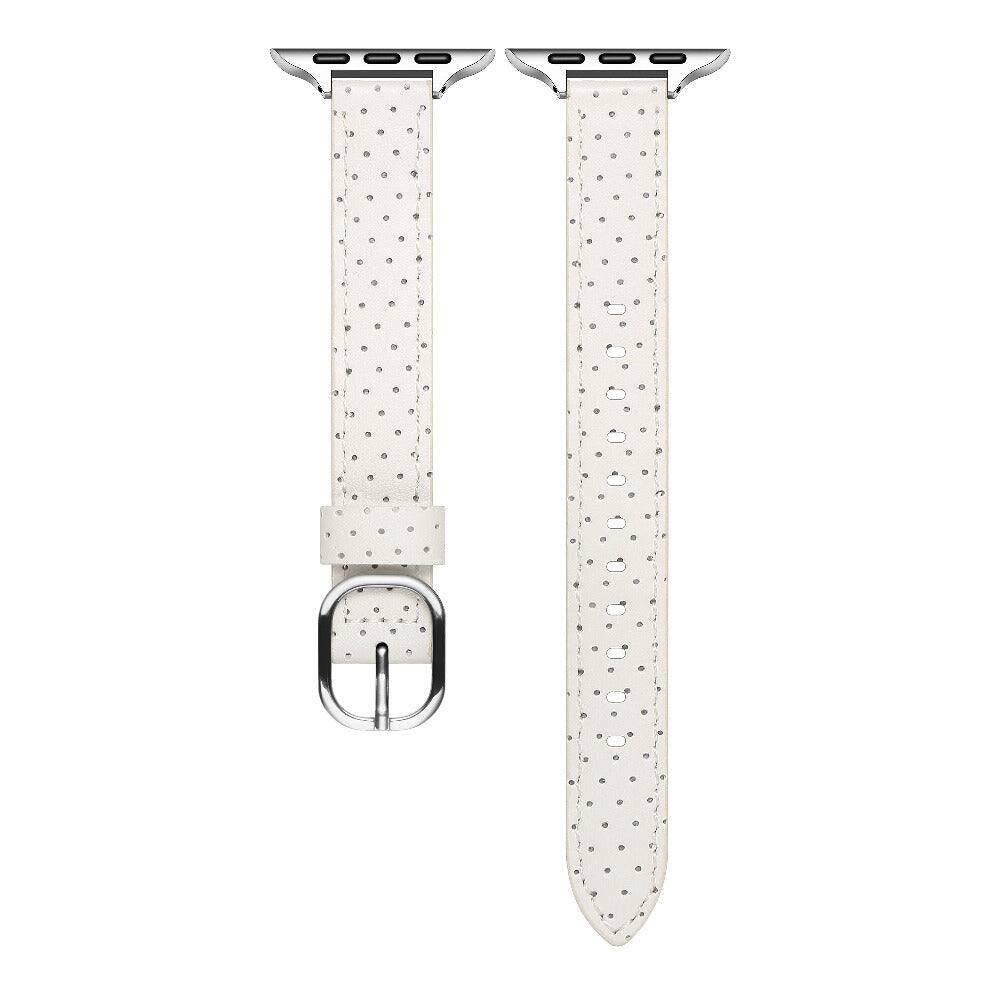 Left. Posh Tech - Carmen Perforated Leather Band for Apple Watch - Off White.