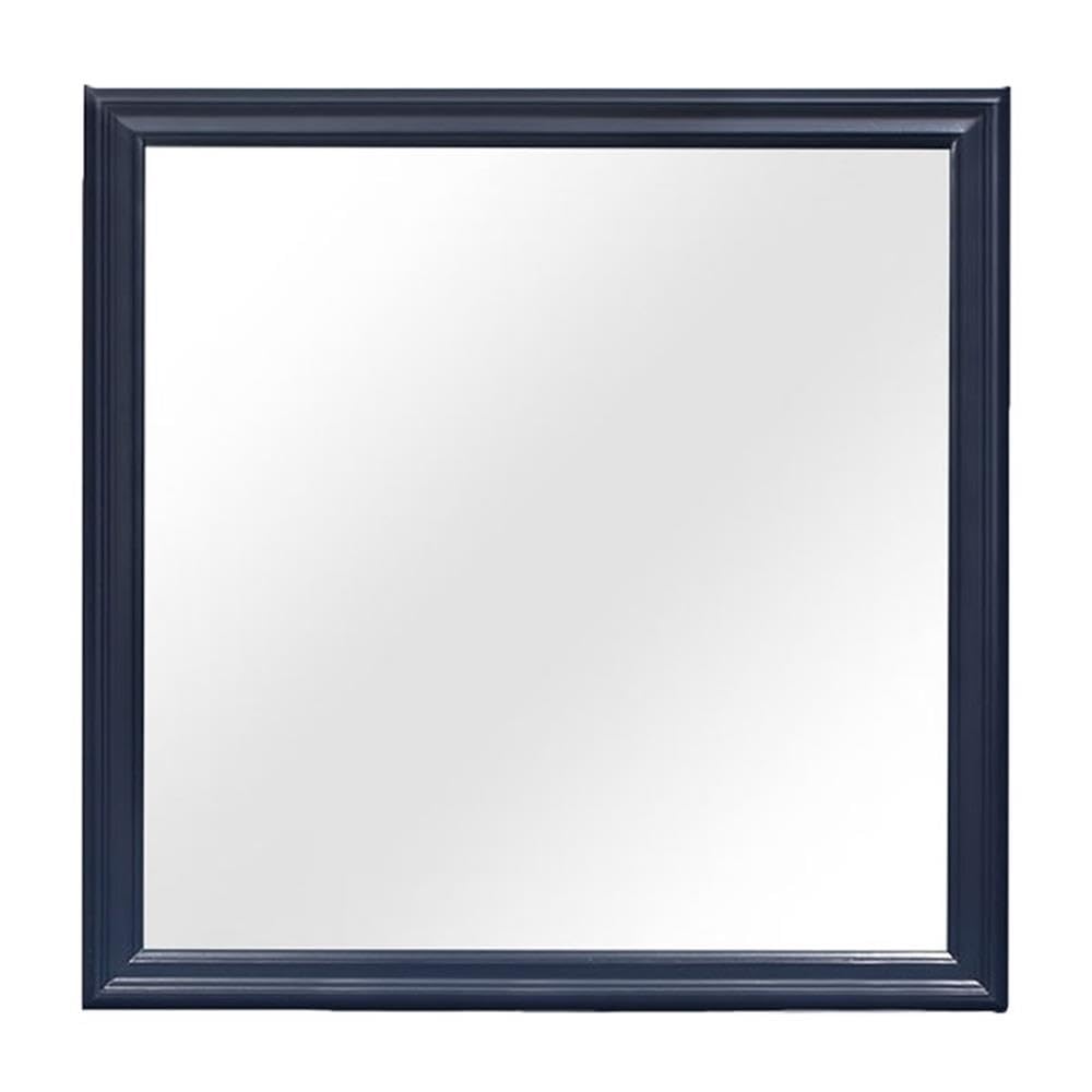 Front. Global Furniture USA - Traditional Glam Charlie Blue Mirror - Blue.