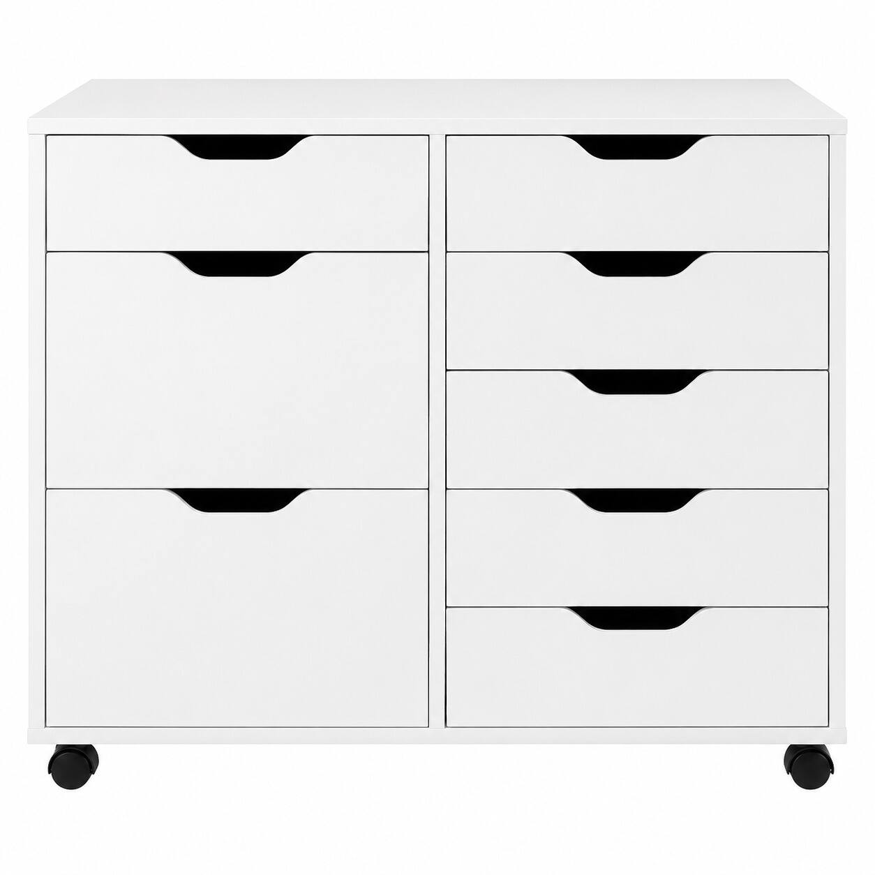 Front. FurniFact - Contemporary Storage Cabinet with Drawers for Home Office Organization - White.