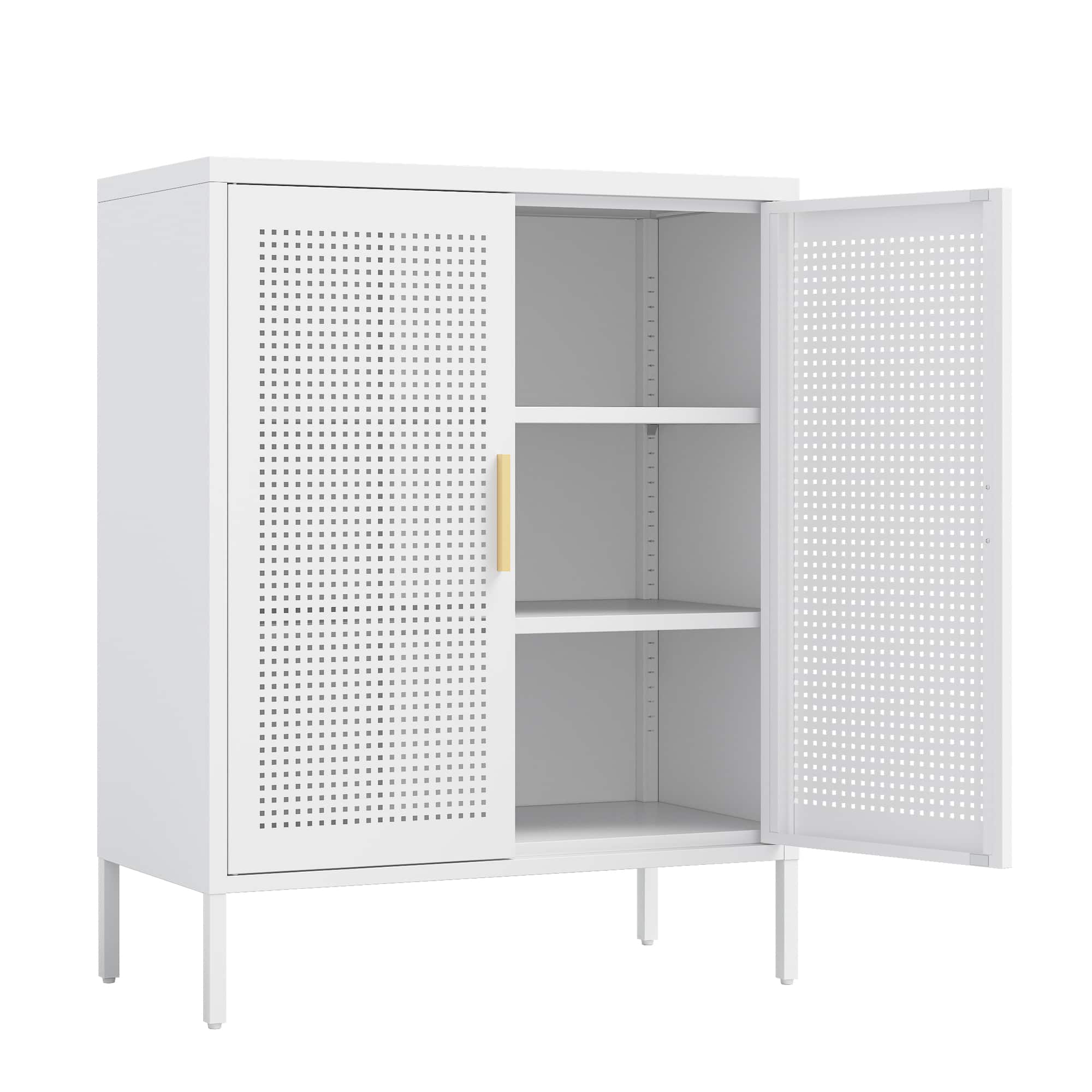 APRILSOUL - NO LOCK, Metal Storage Cabinet with 2 Doors and 2 Adjustable Shelves, Steel Storage Cabinet, Metal File Cabinet