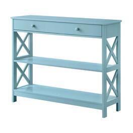 FurniFact - Console Cabinet with 1 Drawer and Shelves, 3 Tiers of Storage in Blue Color - Sea Foam Blue