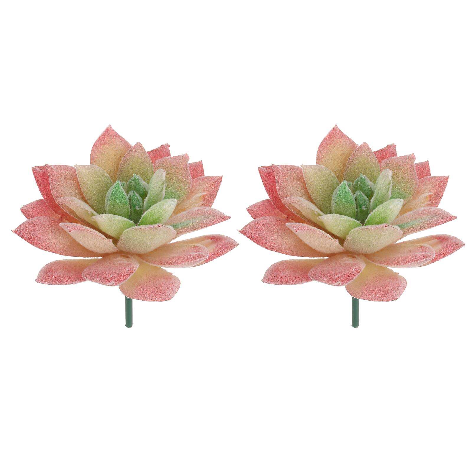 Unique Bargains - Artificial Succulent Plants 2pcs Small Realistic Fake Succulents Colorful Faux Flocking Flowers for Home Decoration - Pink price history on PriceWatchPro
