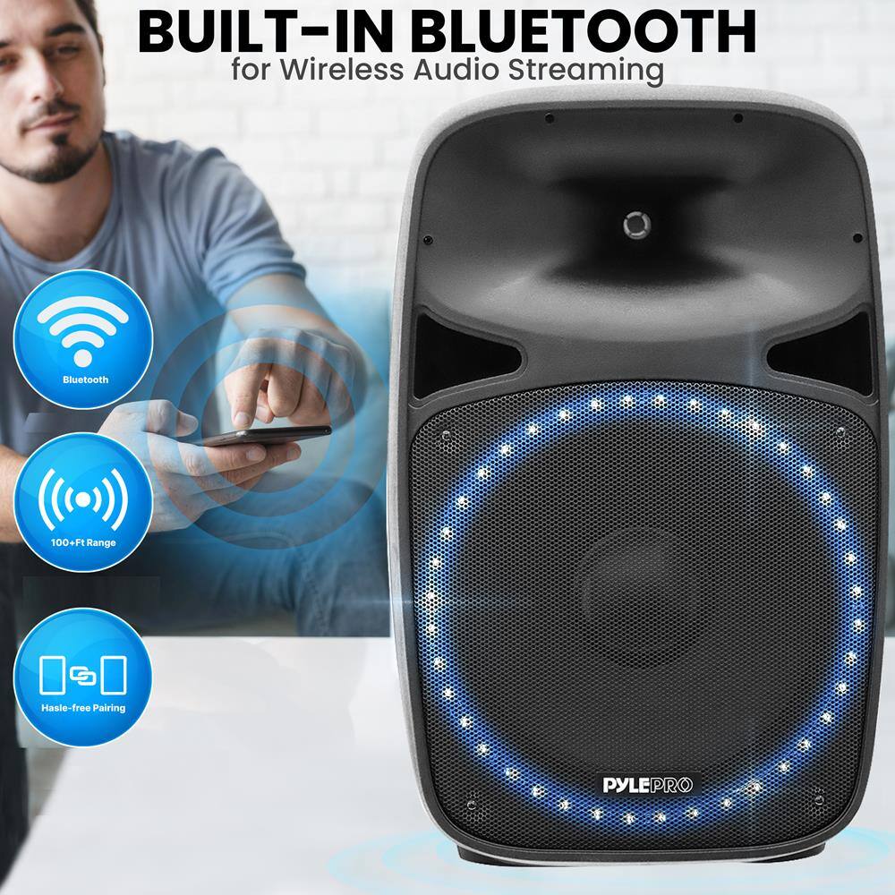 BUILT-IN BLUETOOTH  
for Wireless Audio Streaming

- Bluetooth
- 100+ FT Range
- Hassle-free Pairing

PYLEPRO