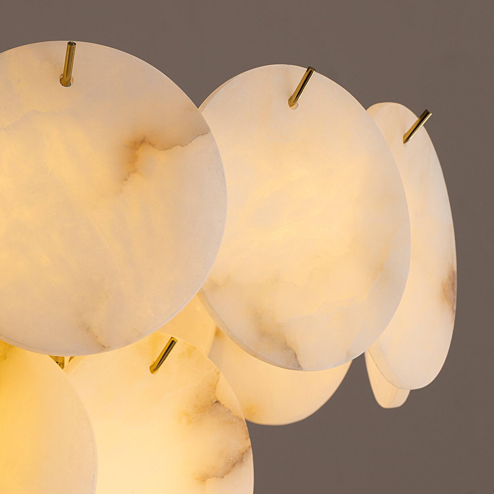 Alt View 6. Siljoy - 19.7-In Gold Alabaster Chandelier, 8-Light E12 Modern Luxury Pendant Light for Dining Room Kitchen Island - Gold.