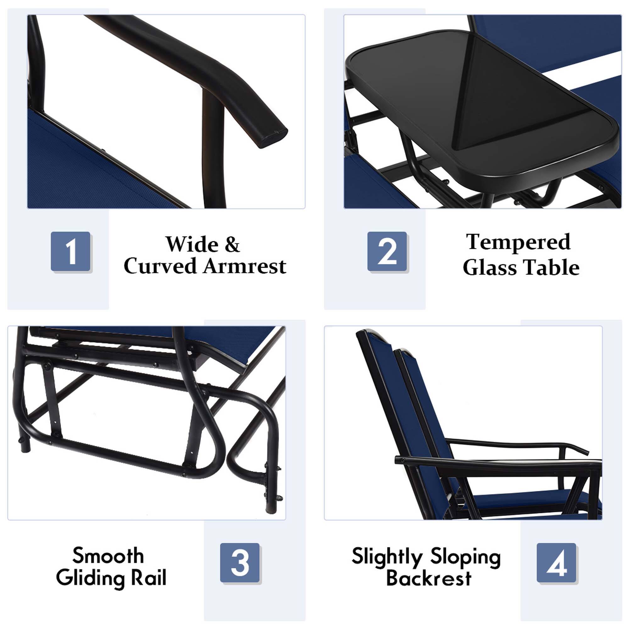 1. Wide & Curved Armrest
2. Tempered Glass Table
3. Smooth Gliding Rail
4. Slightly Sloping Backrest