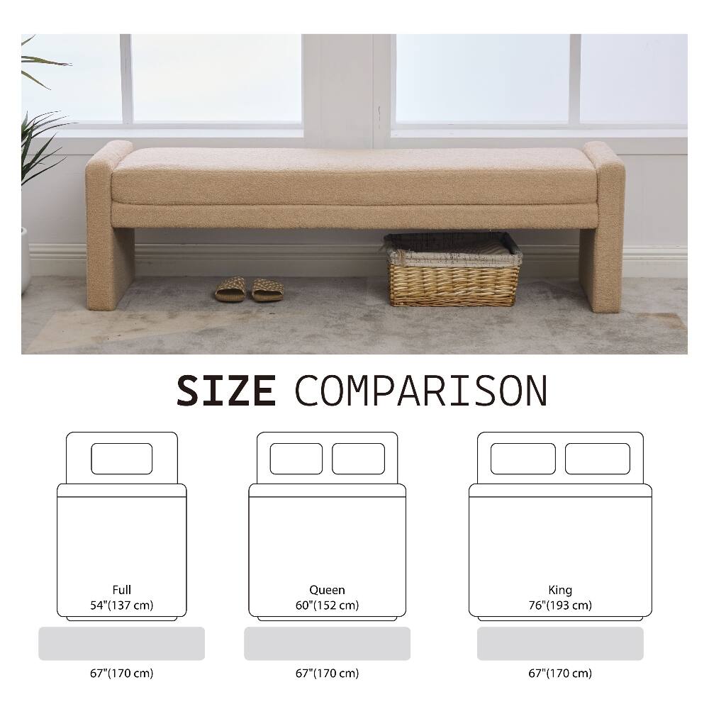 SIZE COMPARISON
Full 54"(137 cm)
Queen 60"(152 cm)
King 76"(193 cm)
67"(170 cm)