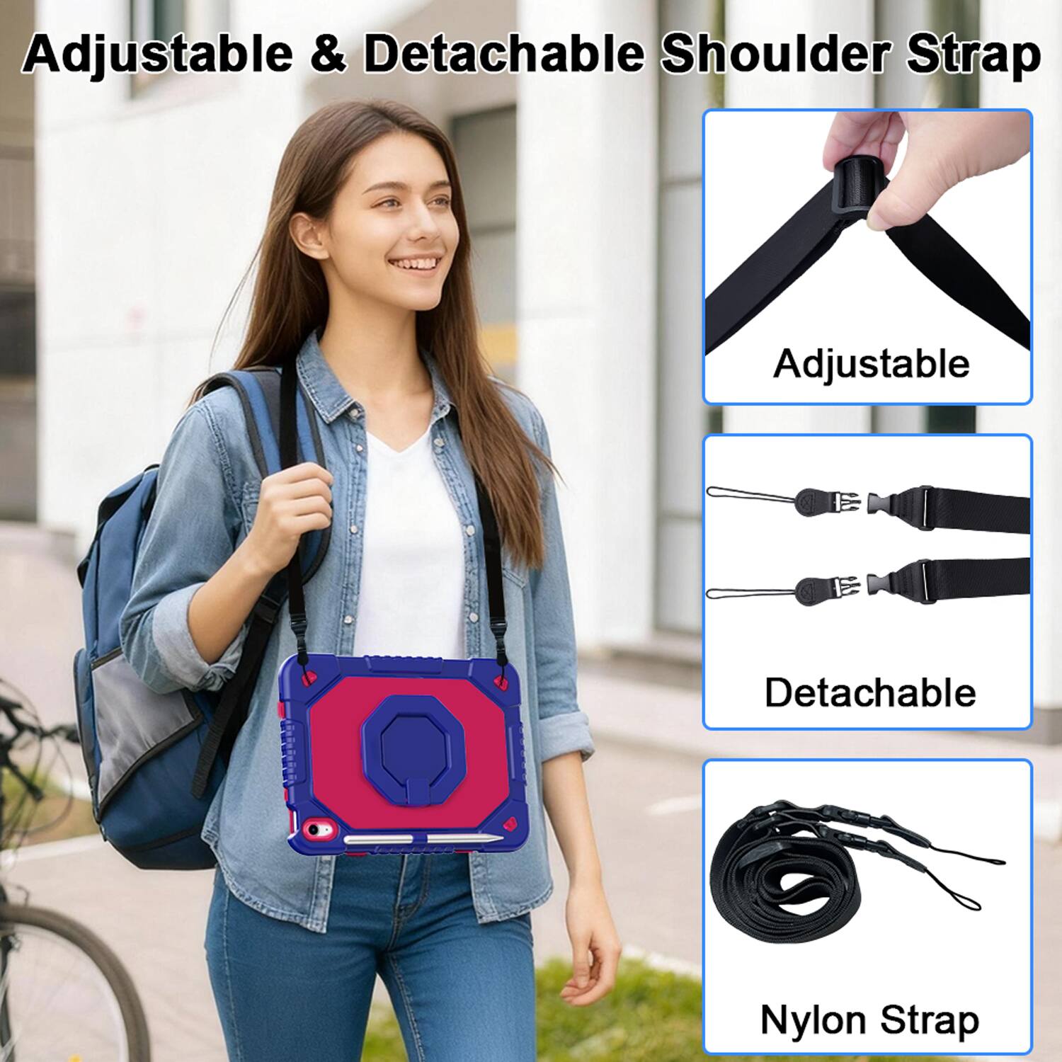 Adjustable & Detachable Shoulder Strap

Adjustable  
Detachable  
Nylon Strap