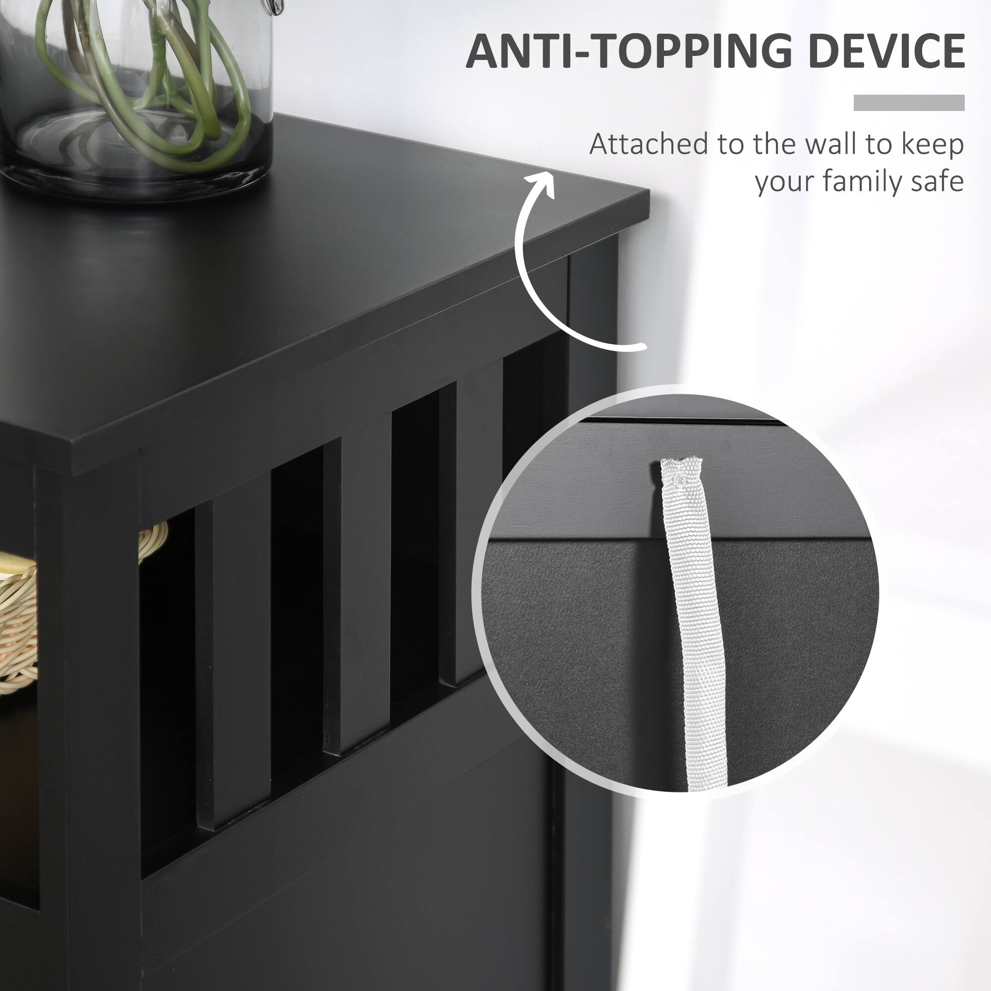 ANTI-TOPPING DEVICE

Attached to the wall to keep your family safe