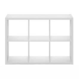 FurniFact - Engineered Wood 6 Cube Storage Organizer with Open Back Modern Design - White