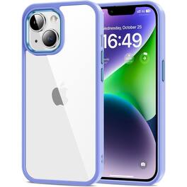 Entronix - Clear Back Case for iPhone 15 Plus with Impact-Resistant Chrome Frame - Purple