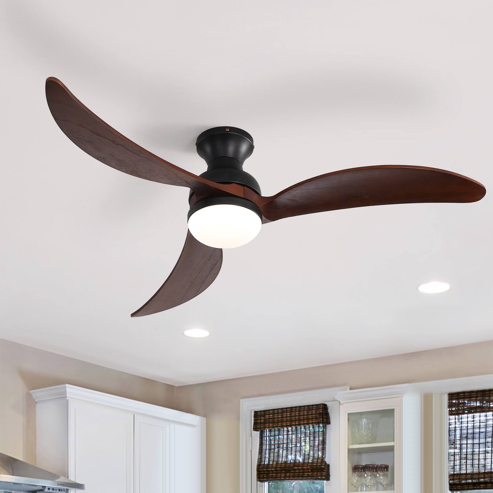 Alt View 9. Sofucor - 52 inch Smart Ceiling Fan with Remote/APP/Alexa Control Reversible DC Motor Modern Bedroom Ceiling Fans Farmhouse - Black Walnut Wood.