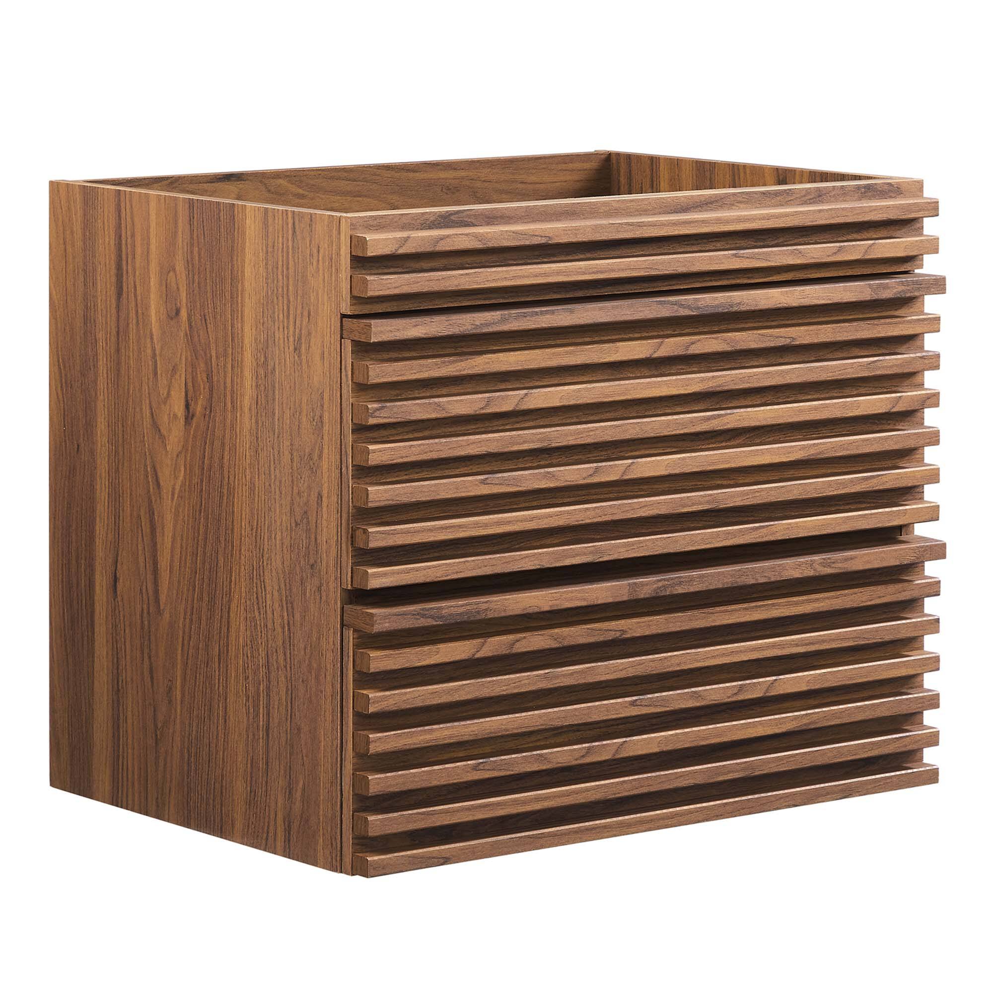 Angle. Modway - Render Wall-Mount Bathroom Cabinet Basin Not Included by Modway - Walnut.