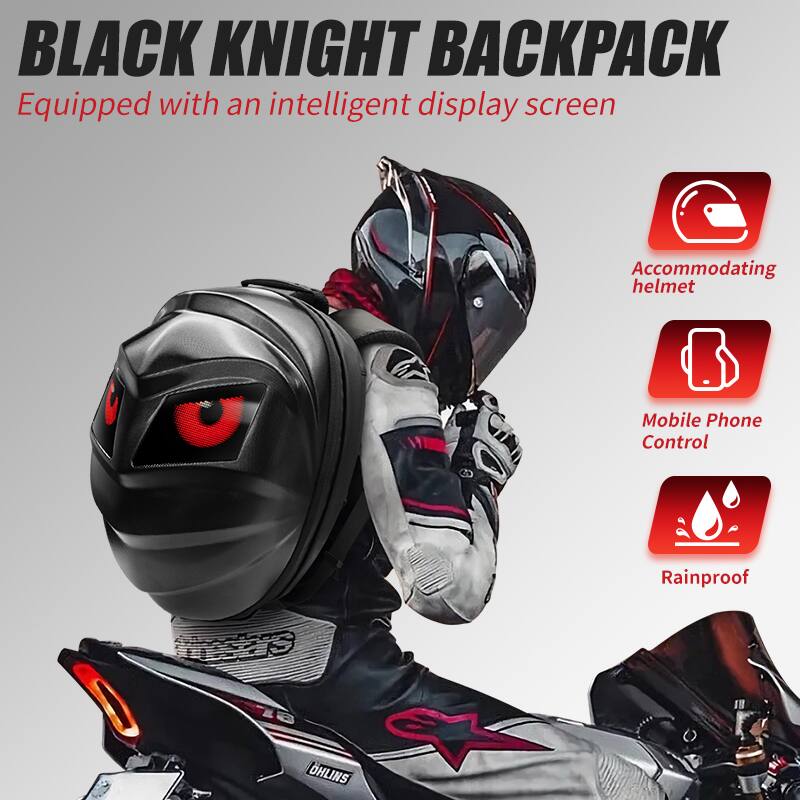 BLACK KNIGHT BACKPACK  
Equipped with an intelligent display screen  
Accommodating helmet  
Mobile Phone Control  
Rainproof