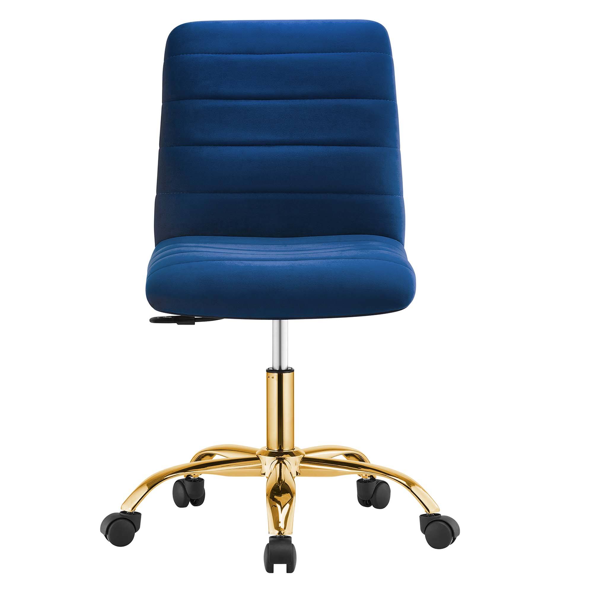 Alt View 1. Modway - Ripple Armless Performance Velvet Office Chair by Modway - Blue.