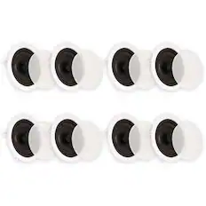 Front. Theater Solutions by Goldwood - TS65C in Ceiling 6.5" Speakers Surround Sound Home Theater 4 Pair Pack - Paintable White.