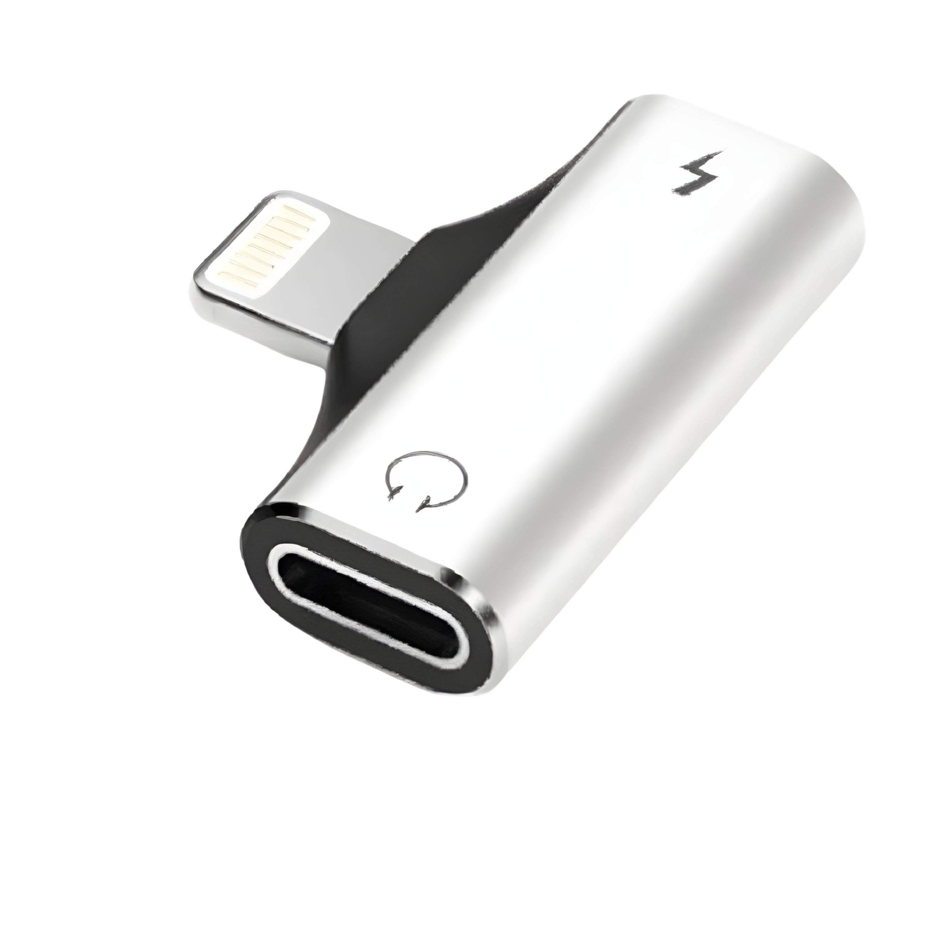 Kitcheniva - 2-in-1 Audio & Charging Adapter Splitter for iPhone 7/8/X/XS - Silver