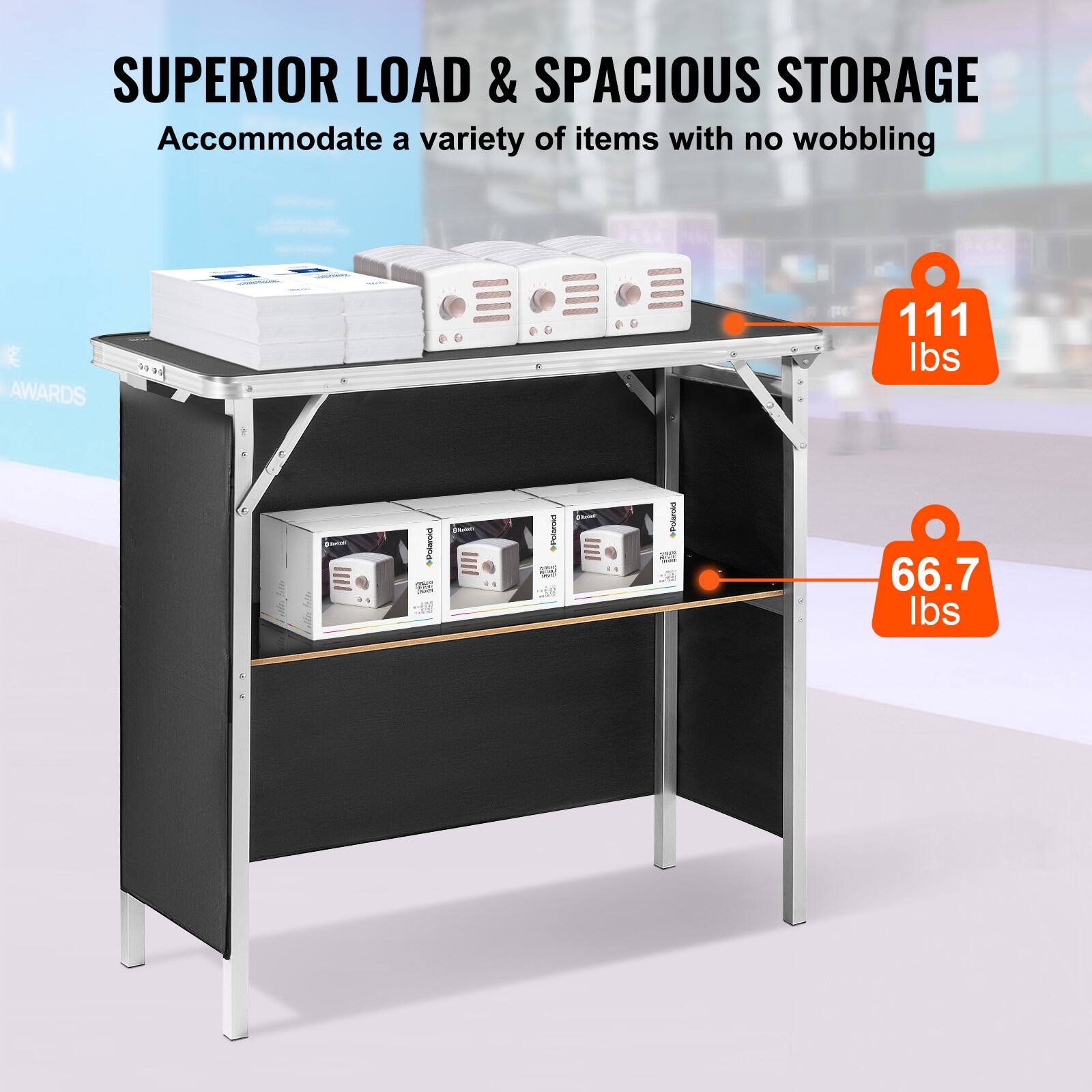 SUPERIOR LOAD & SPACIOUS STORAGE  
Accommodate a variety of items with no wobbling  

AWARDS  

111 lbs  
66.7 lbs
