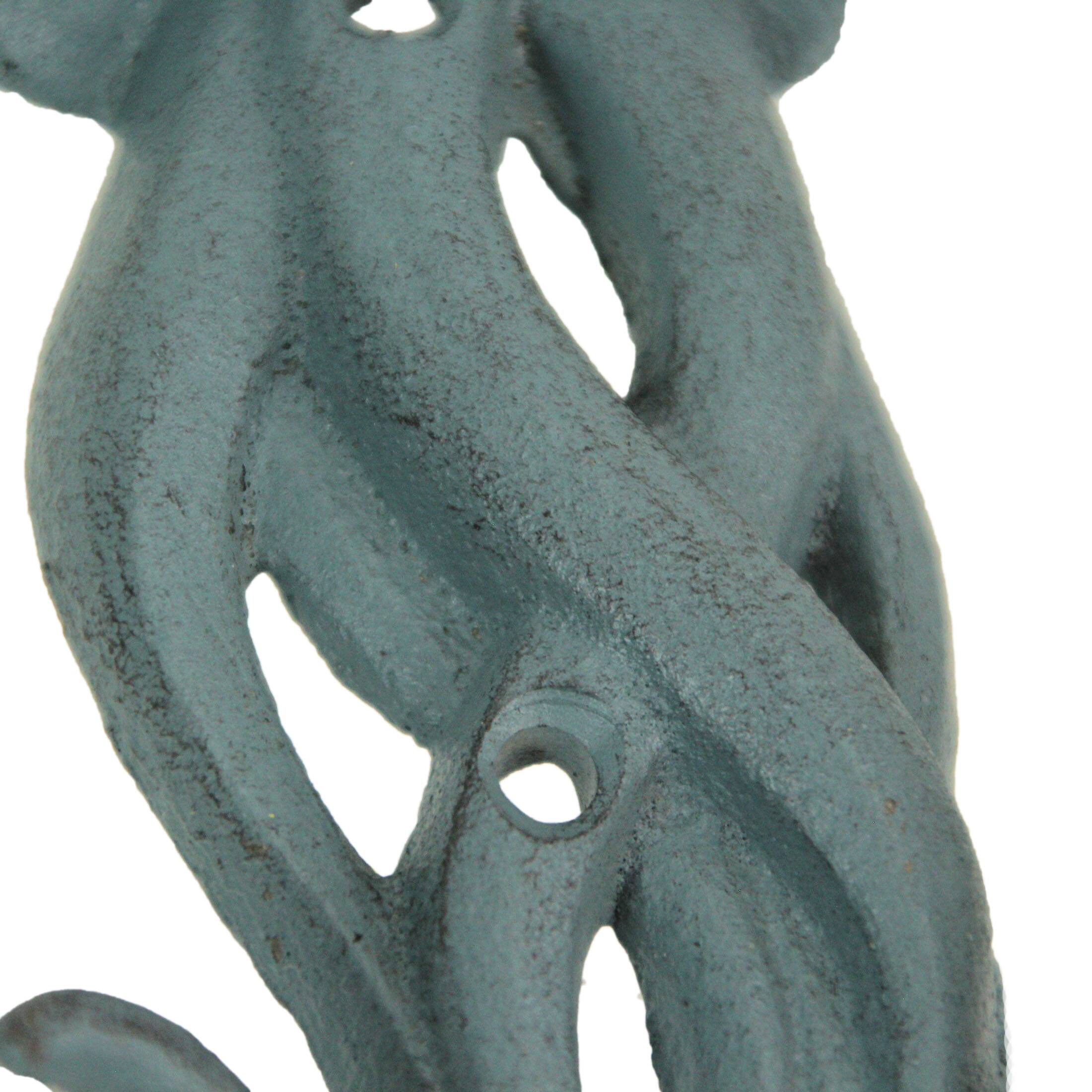 Alt View 2. Zeckos - Set of 3 Cast Iron Jellyfish Wall Hooks 5 Inches High - Blue , Gray, White - Multicolored.