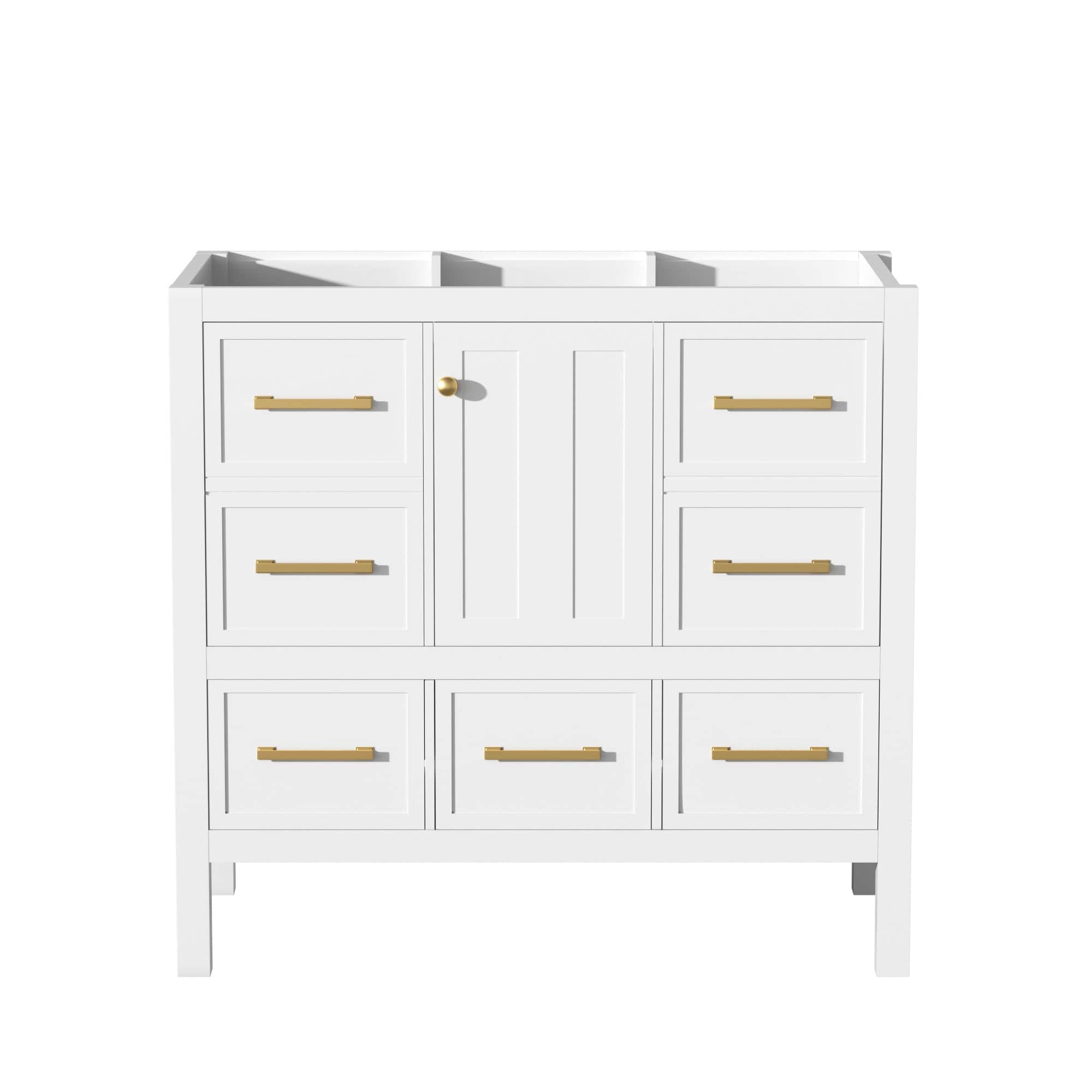 Boyel Living - 36 Inch Bathroom Vanity Cabinet With Five Drawers No Sink - White