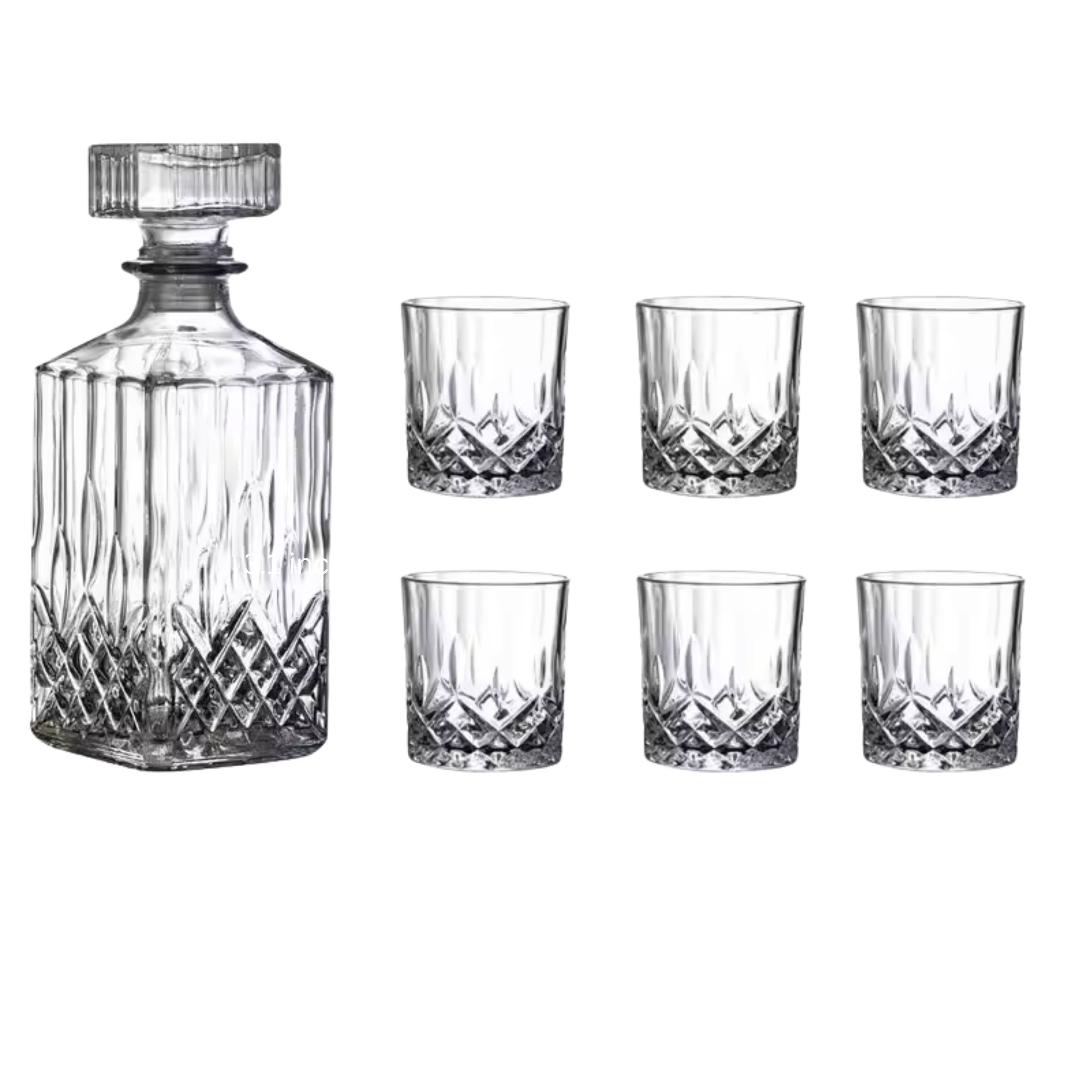 Kitcheniva - 25 oz Vintage Style Glass Whiskey Decanter Set with Stopper - Includes 6 Glasses (7.4 oz) - Clear price history on PriceWatchPro