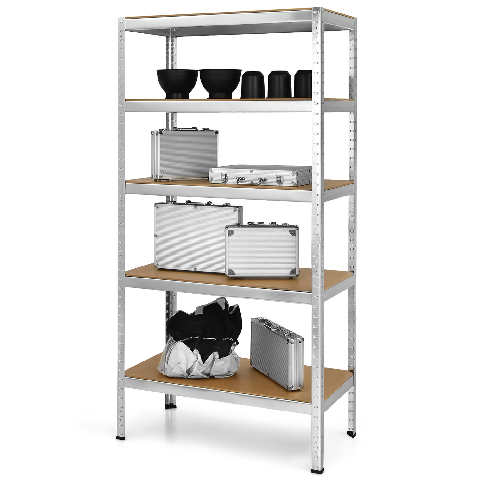 Alt View 5. Gymax - Gymax 72'' Steel 5-tier Garage Shelf Metal Storage Adjustable Unit Silver - Sliver.