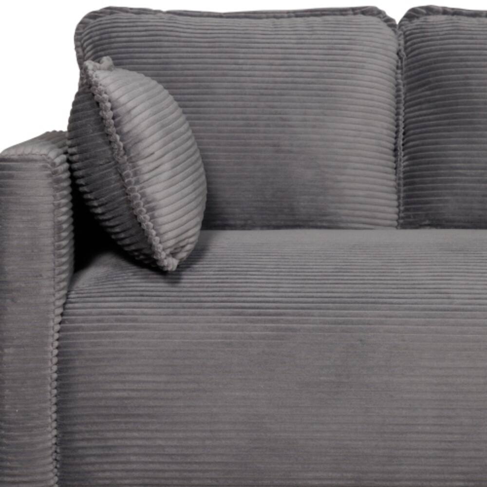 Alt View 3. LUCKY ONE - 48" Corduroy 2-Seater Loveseat Sofa w/ Side Storage Pocket 375 lbs/seat - Grey.
