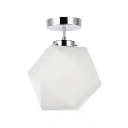 Living District - Lawrence 1 light glass flush mount - Chrome And White
