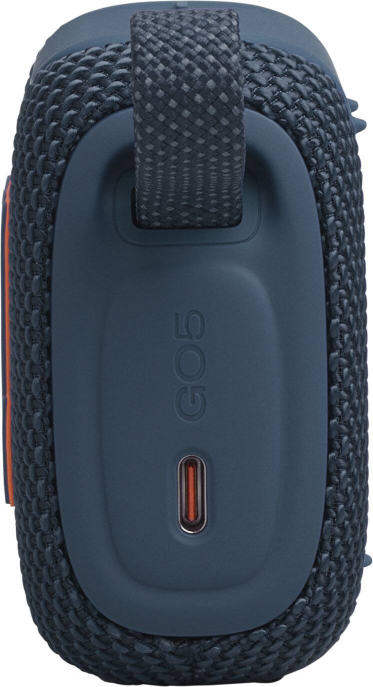 Left. JBL - Go 5 - Ultra-portable waterproof and drop-proof speaker - 2026 - Blue.
