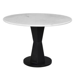 Manhattan Lane - Riko Coffee Table, White Marble Top on Modern Iron Stand, Round Table, 27" - Black, White