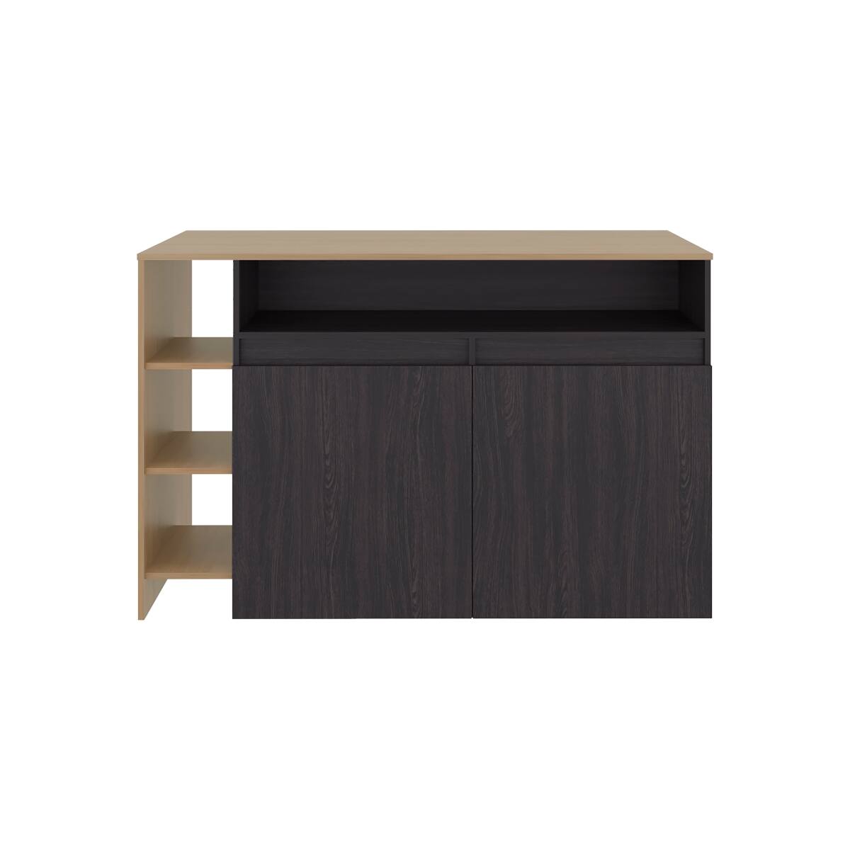 Left. Loheer - Loheer modern freestanding kitchen island with 4 open display shelves and spacious dining countertop - Multi.