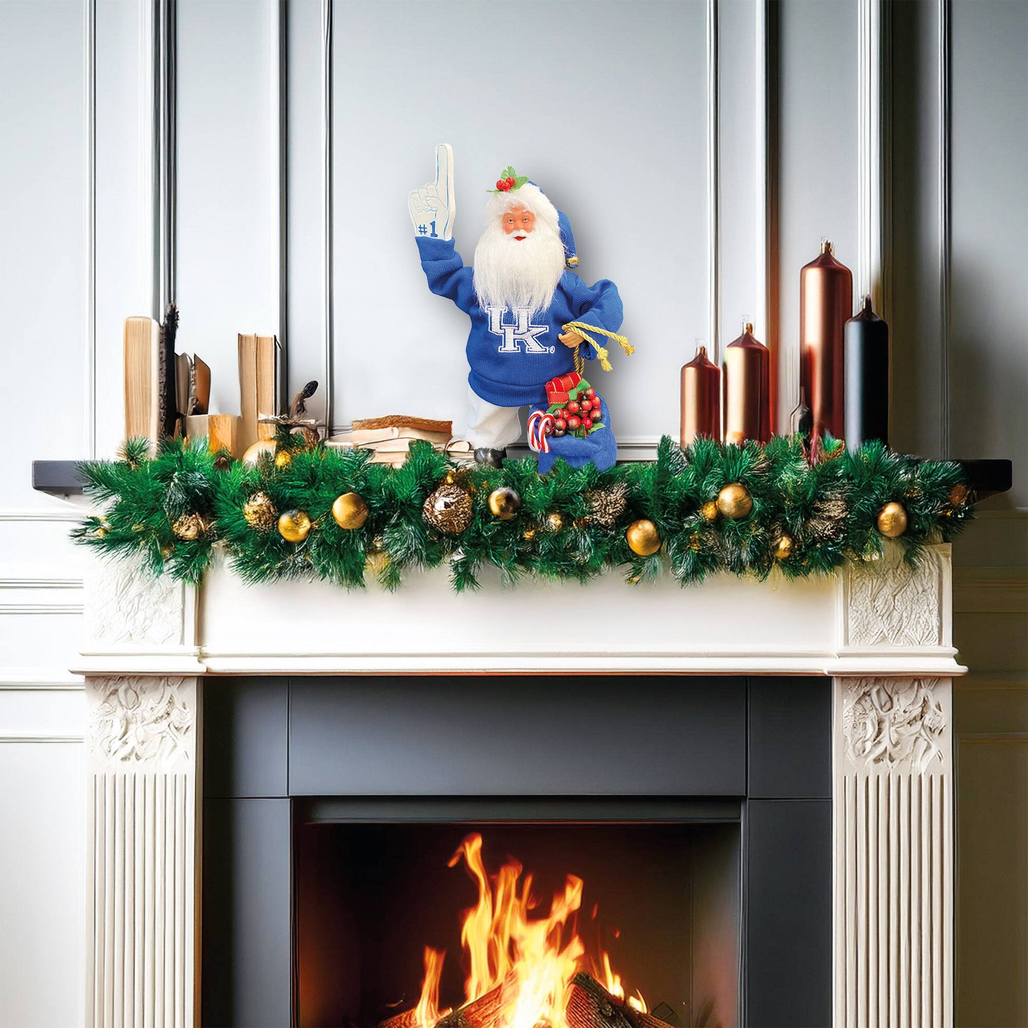 Alt View 2. Santa's Workshop - Kentucky Wildcats 12" Animated Musical Santa - Blue.