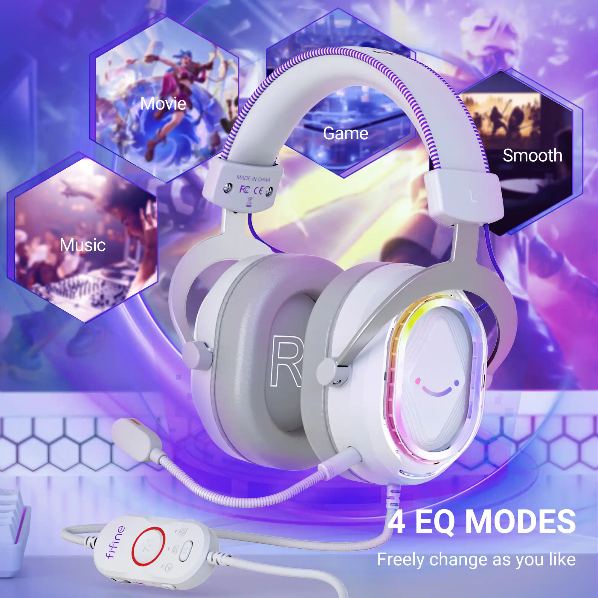 Movie Game Smooth  
MADE IN CHINA  
A CHINA FC CE  
Music  
fifine  
4 EQ MODES  
Freely change as you like