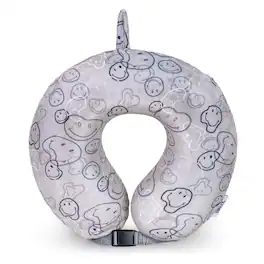 Smiley World - SMILEY Grey Melted Smiles Marshmallow Memory Foam Travel Pillow - Gray