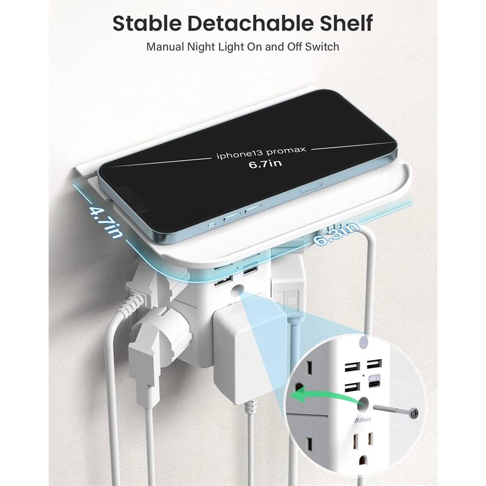 Stable Detachable Shelf  
Manual Night Light On and Off Switch  

iPhone 13 Pro Max 6.7in  
4.7in  
6.3in  

Mitoso