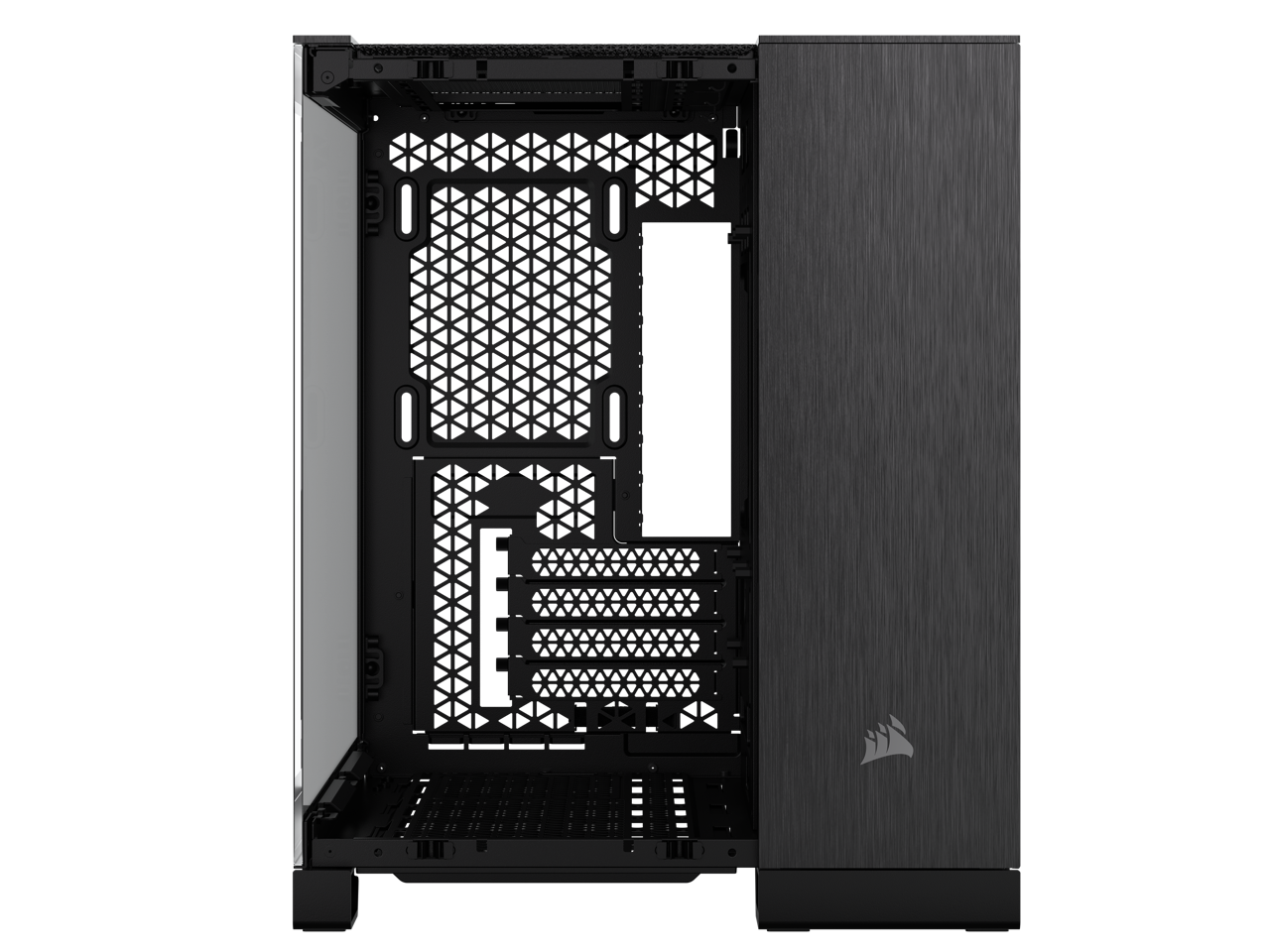 Alt View 5. CORSAIR - CORSAIR 2500X Micro ATX Dual Chamber PC Case, Black/Obsidian Aluminum, CC-9011287-WW - Black.