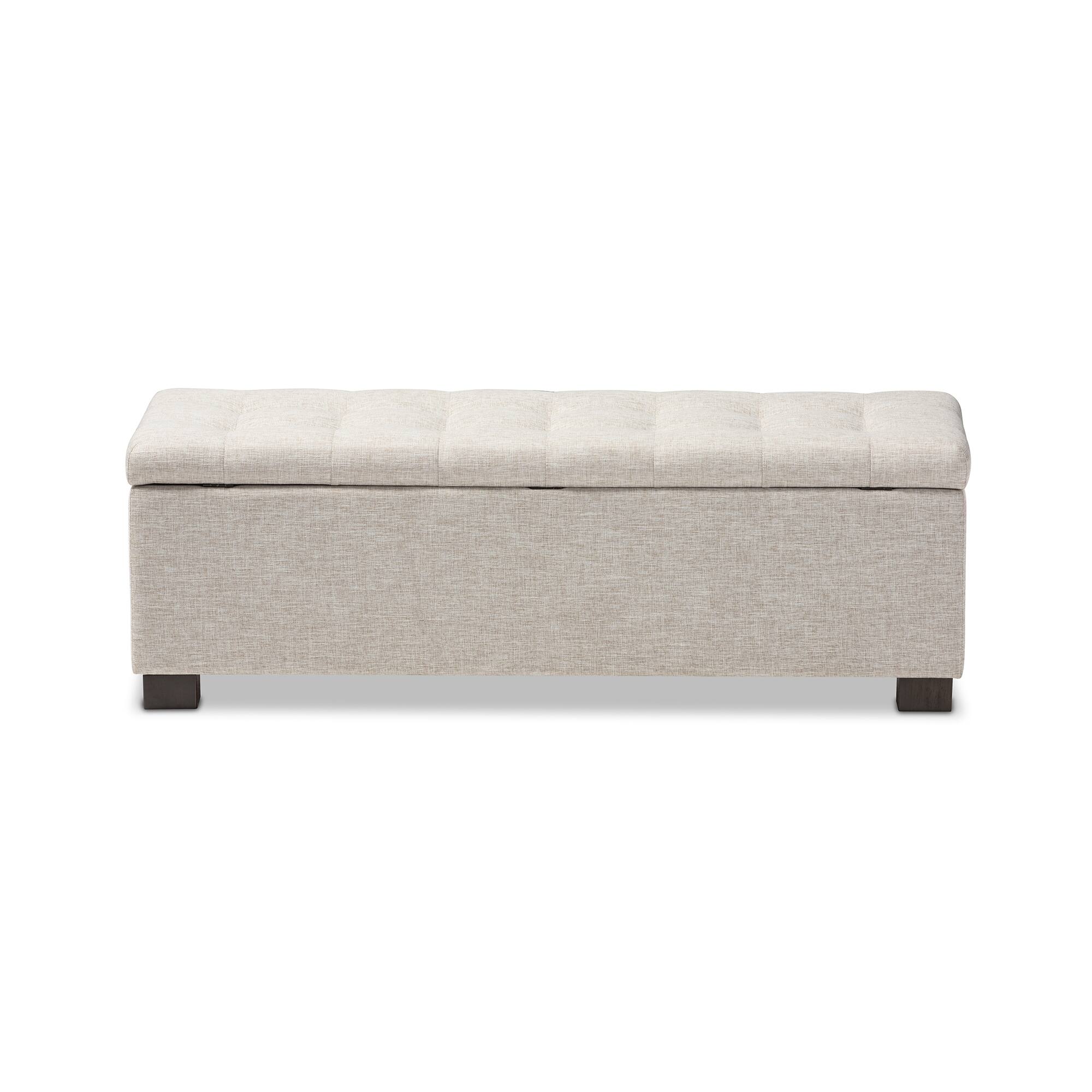 Alt View 1. Baxton Studio - Roanoke Modern and Contemporary Fabric Upholstered Grid-Tufting Storage Ottoman Bench - Beige.
