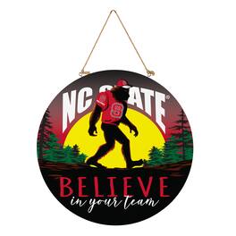 Evergreen Enterprises - NC State Wolfpack 18" Bigfoot "Believe in Yourself" Team Logo Wood Round Door Sign - Multicolor