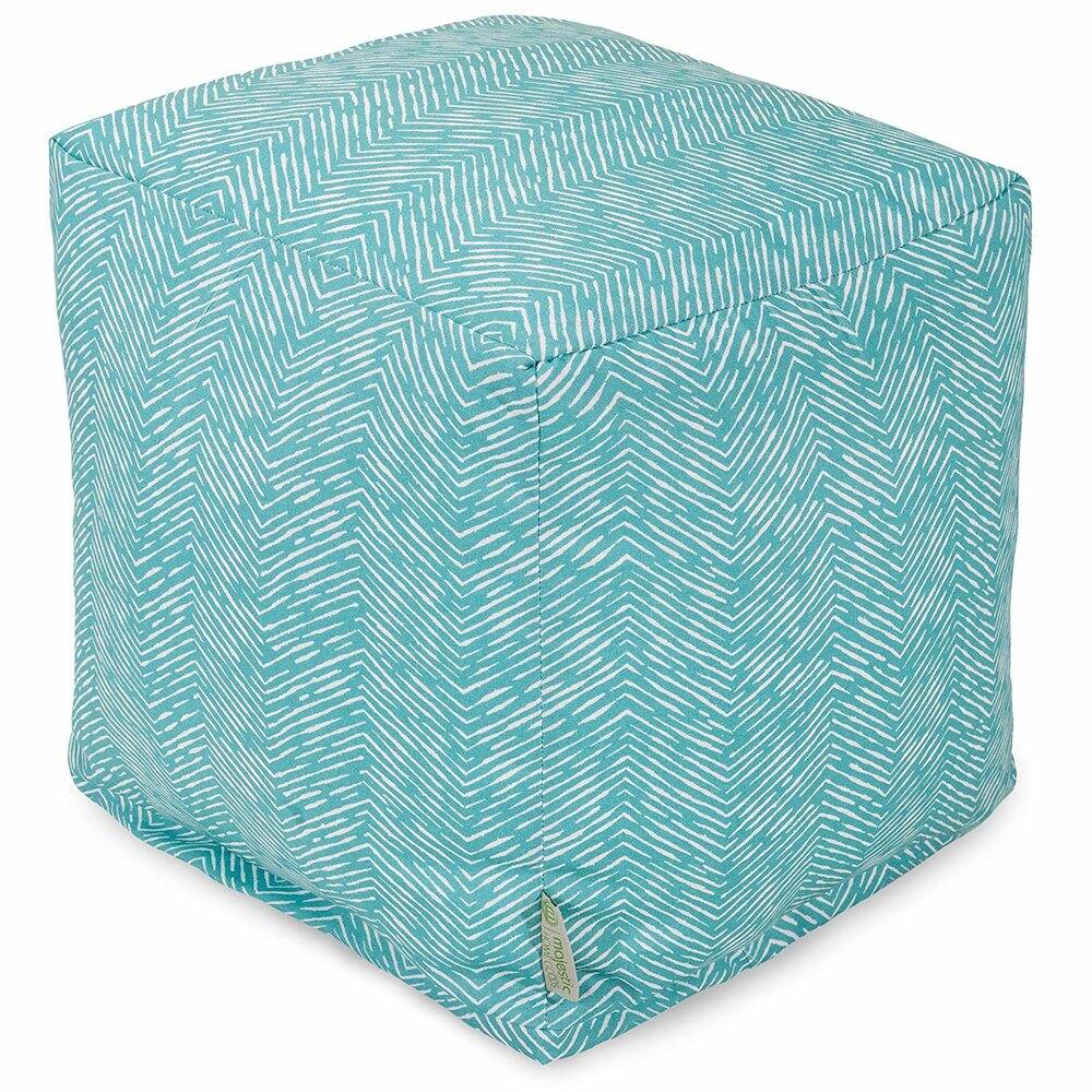 Front. Majestic Home - Cube Pouf South West Teal - Blue.