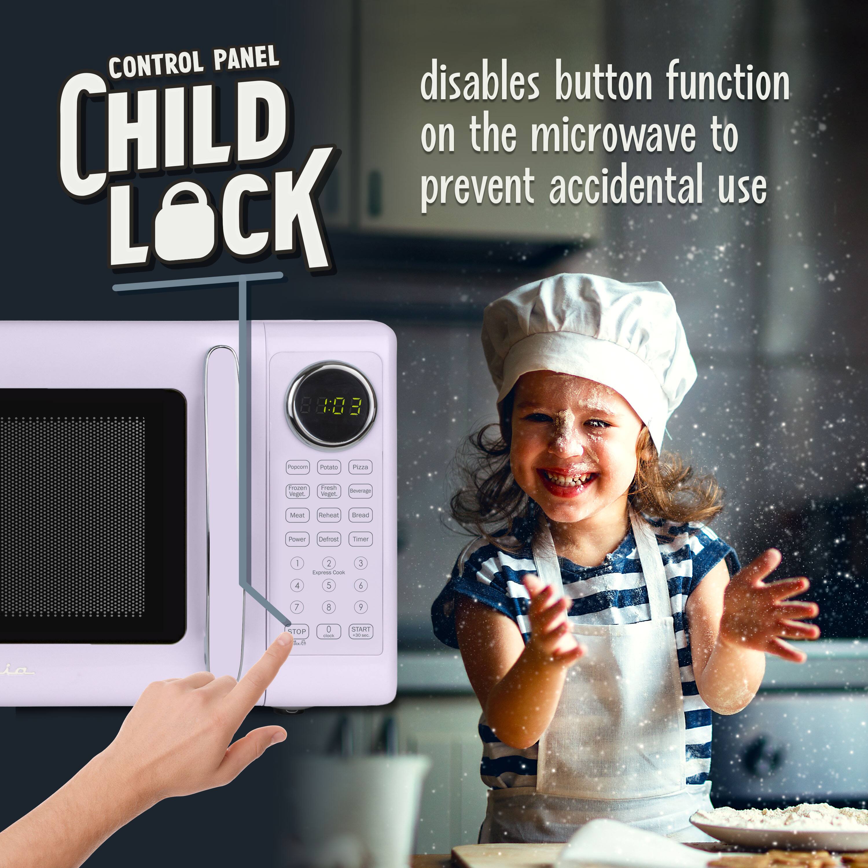 CONTROL PANEL disables button function CHILD LOCK on the microwave to prevent accidental use

1-L1 3 P Potato Pura | Fresh smgel. Adou iehear dreas Power Cr Smar - 1   5 4 5 4 7 a y 5POR L d 0 : STPT :