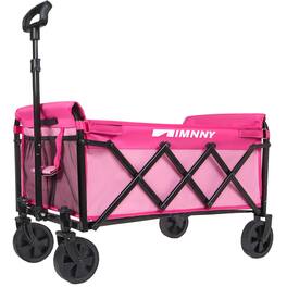 Mondawe - 3-in-1 Lightweight Collapsible Utility Carts - Wagon/Trunk Organizer/Pet Wagon w/ 360° All-Terrain Wheels - Pink