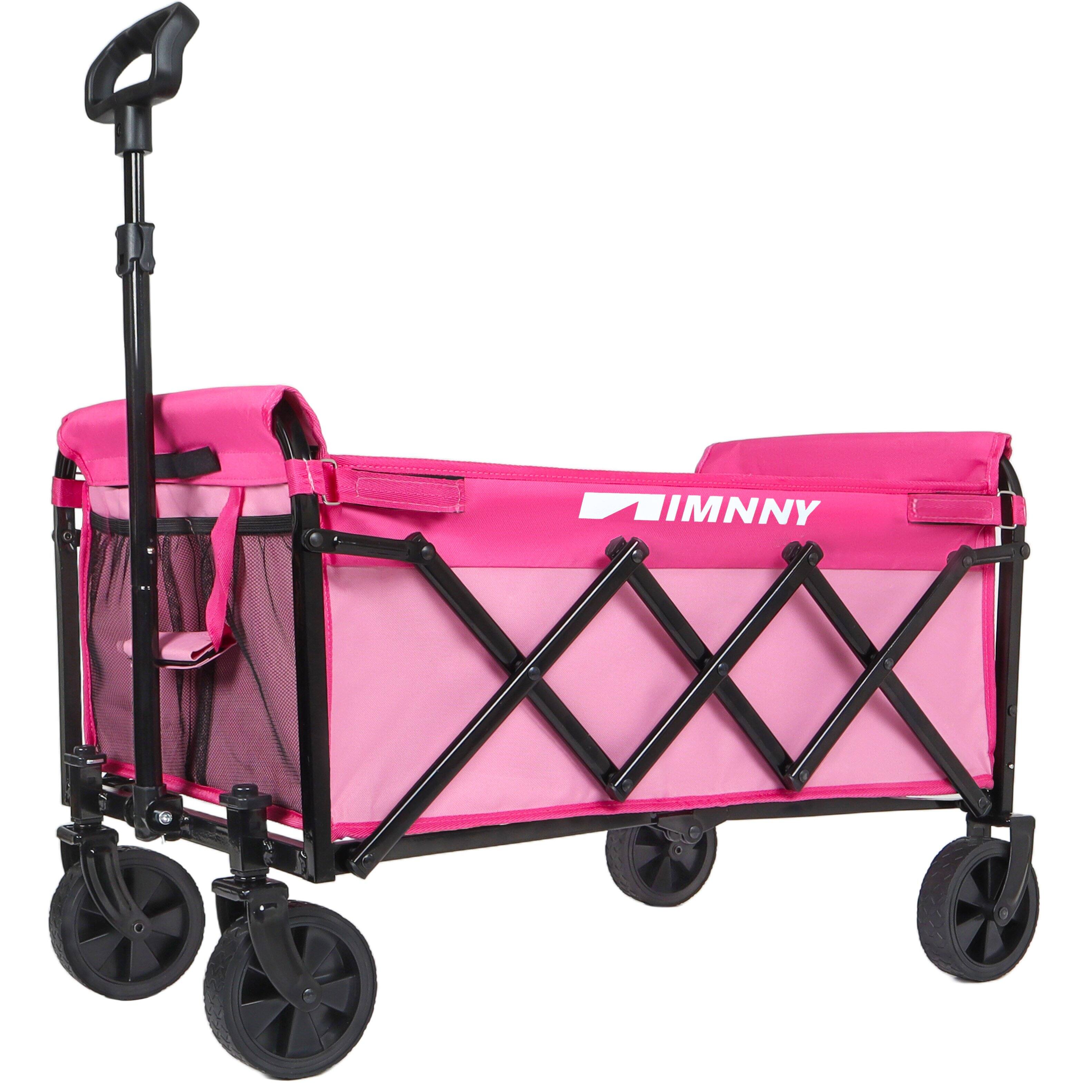 Front. Mondawe - 3-in-1 Lightweight Collapsible Utility Carts - Wagon/Trunk Organizer/Pet Wagon w/ 360° All-Terrain Wheels - Pink.