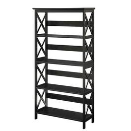 Hivvago - Glossy 5-Shelf Bookcase - Black