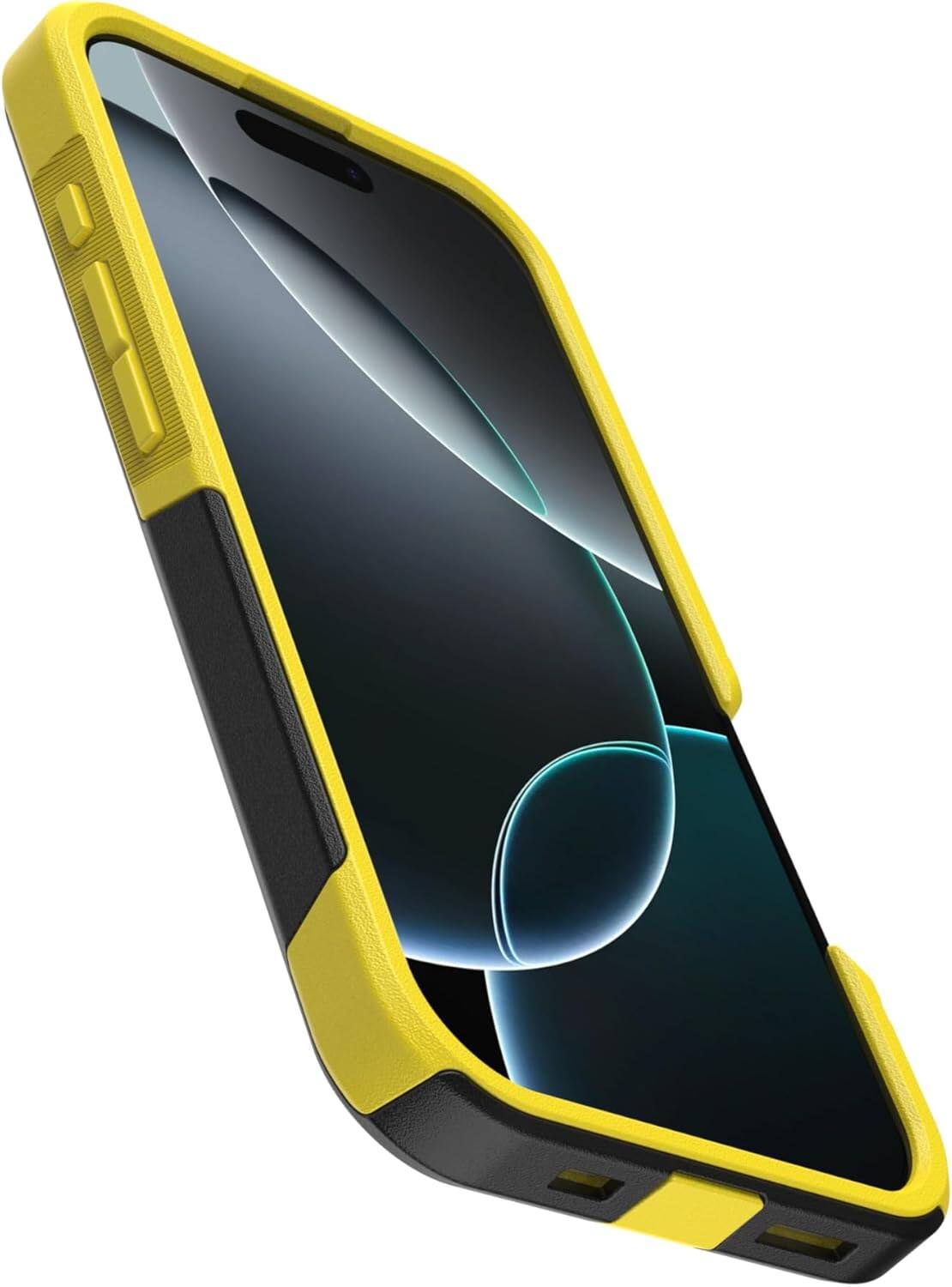 Back. OtterBox - OtterBox - Commuter Series Hard Shell for MagSafe for Apple iPhone 16 Pro - Night (Black & Yellow).