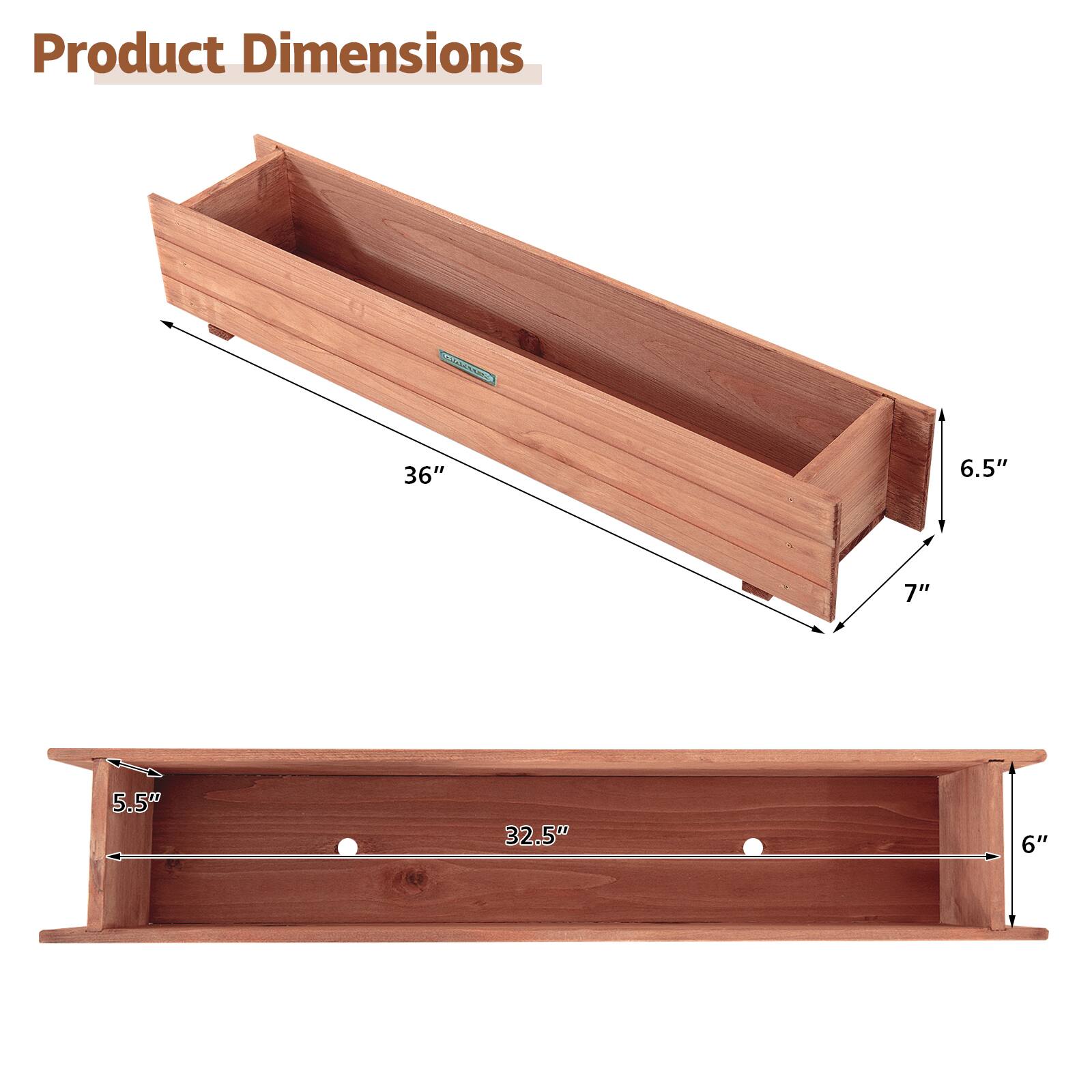 Product Dimensions - 36" x 6.5" x 7" x 5.5" x 32.5" x 6"