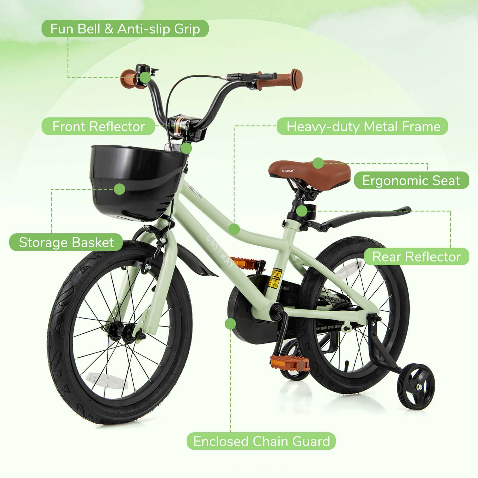 - Fun Bell & Anti-slip Grip
- Front Reflector
- Heavy-duty Metal Frame
- Ergonomic Seat
- Storage Basket
- Rear Reflector
- Enclosed Chain Guard