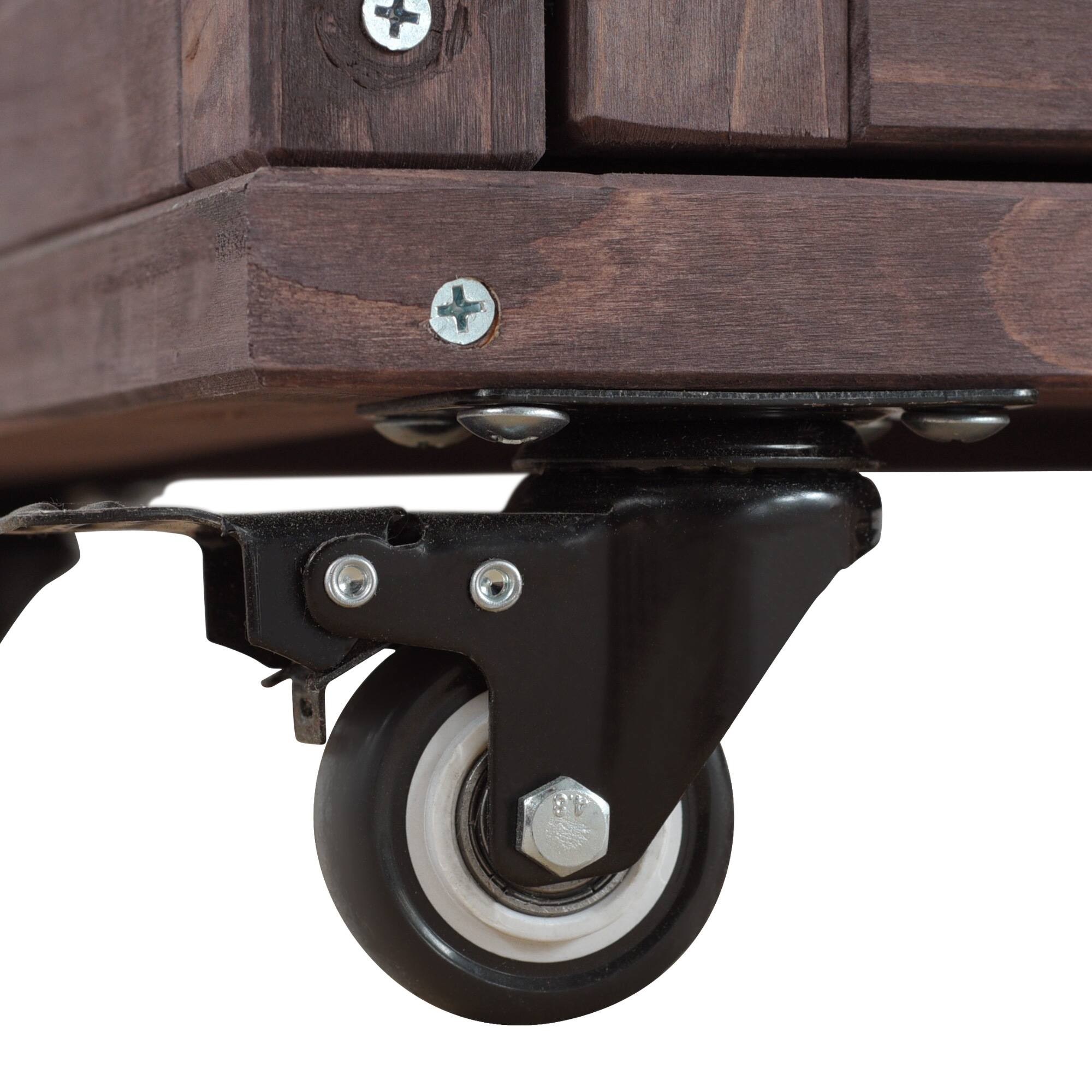 Alt View 9. PexFix - 78.3" Outdoor Kitchen Island with Foldable Table, Trash Storage & Stainless Top, Wood Pizza Oven Cart for Lawn & Garden - Dark Brown.