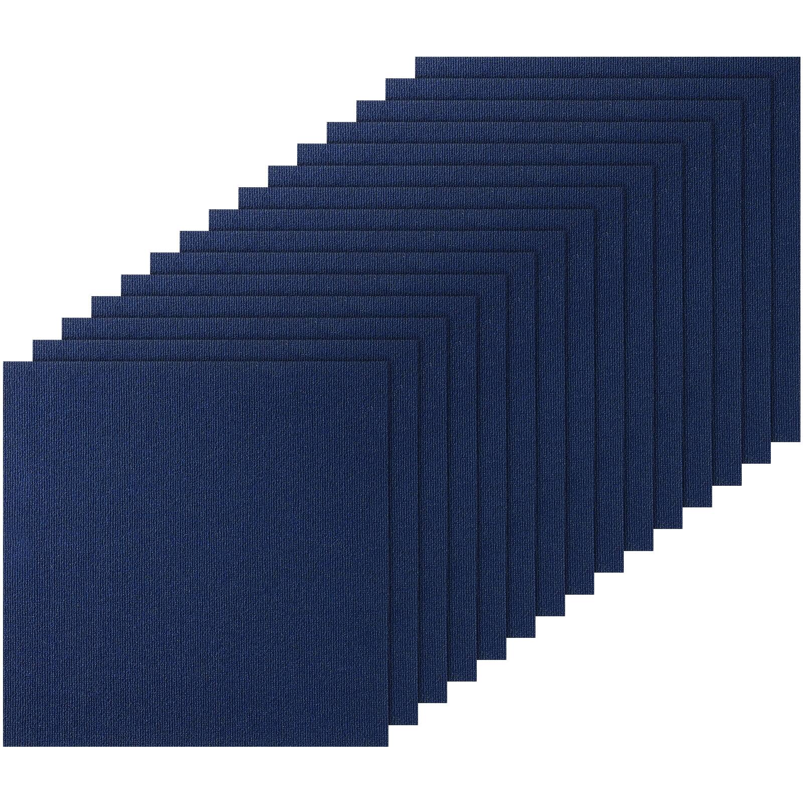 Front. VEVOR - Carpet Tiles Peel and Stick, 24”x24” Squares Self Adhesive Carpet Floor Tile, Soft Padded Carpet Tiles, Easy Install DIY - Deep Blue.