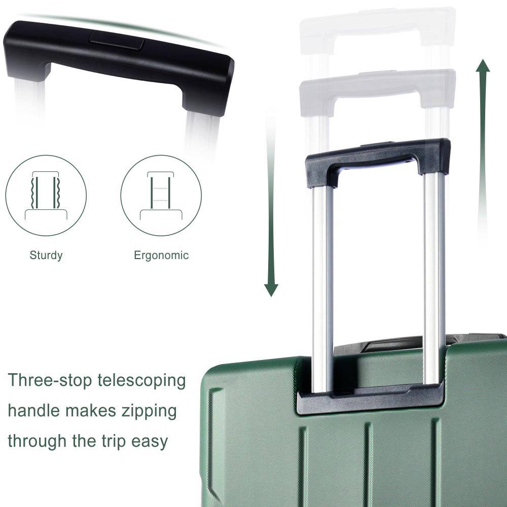 Sturdy Ergonomic Three-stop telescoping handle makes zipping through the trip easy